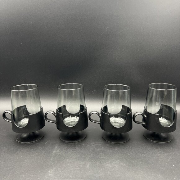 Vintage Glas-Snap by Corning Black w/ Smokey Glass Hot / Cold Beverages 5.5 in - Picture 3 of 13